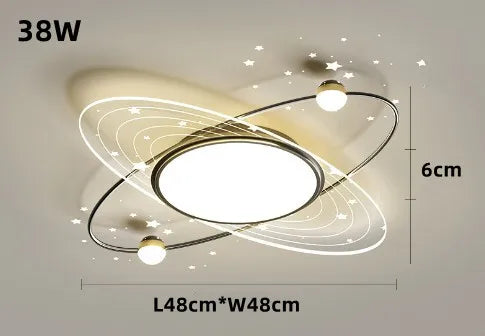 lustre moderne en fer avec éclairage led design étoile