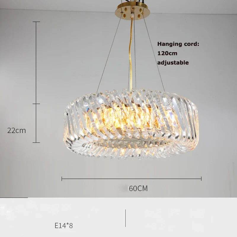 lustre moderne rond à intensité variable led cristal