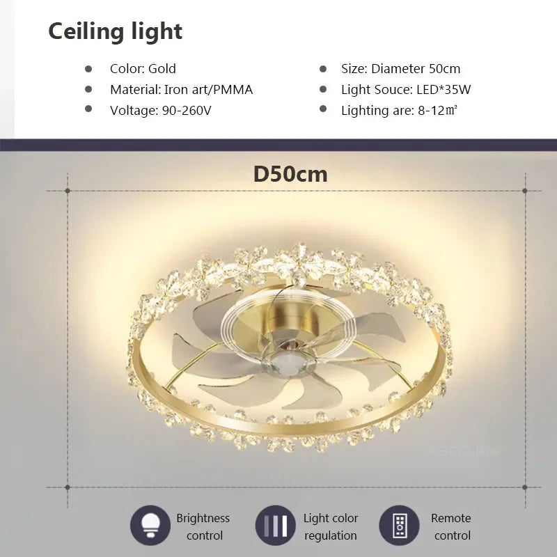 plafonnier led moderne avec ventilateur éclairage silencieux intelligent