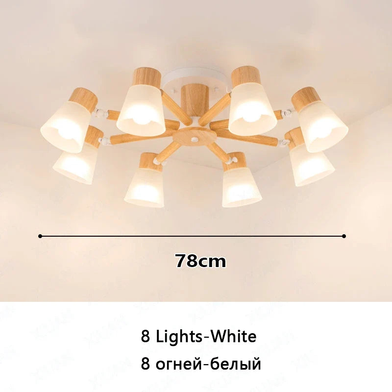 lustre nordique décoratif en verre et bois