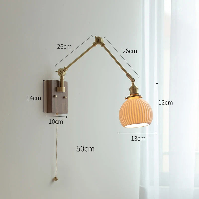 iwhd Applique murale led pivotante en cuivre avec interrupteur à chaîne