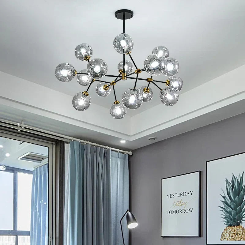 lustre suspendu design en verre pour décoration intérieure
