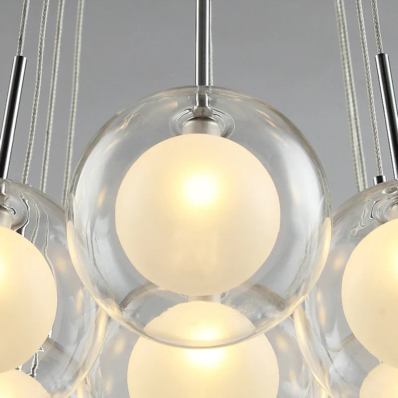 Boule de verre LED moderne en boule plafond lustre nordique salon salle à manger chambre décor à la maison suspension lampe de restaurant
