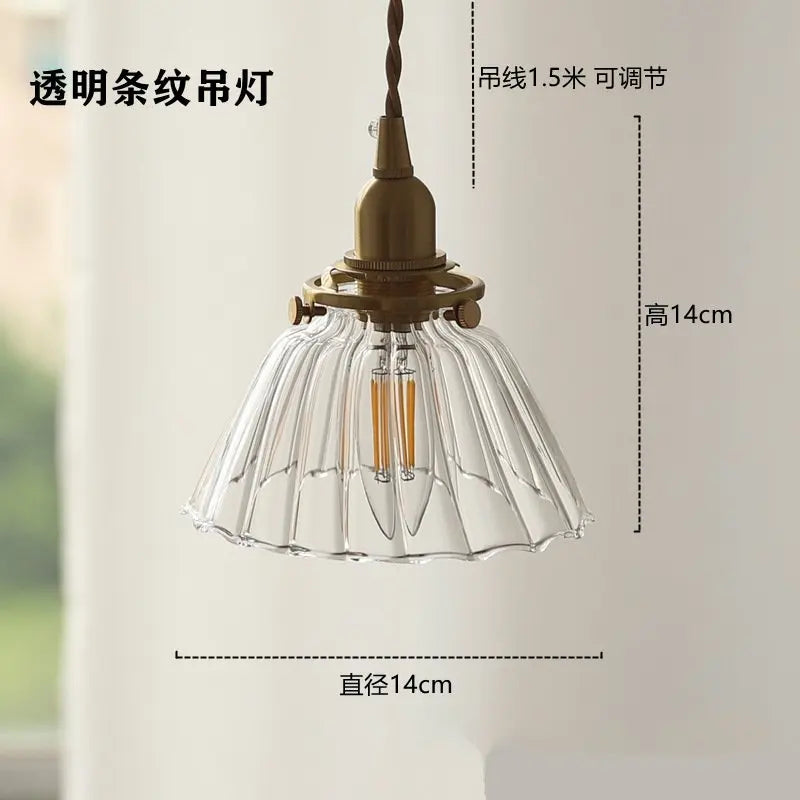 suspension en verre rétro en laiton pour intérieur créatif et simple