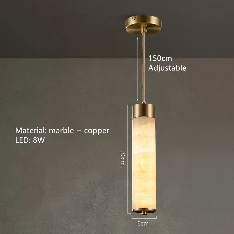 suspension LED en marbre et laiton avec cordon réglable