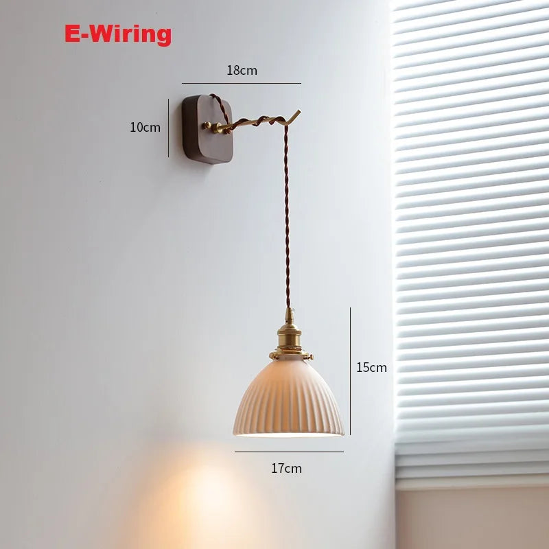 applique murale led moderne en bois de noyer nordique wabi-sabi