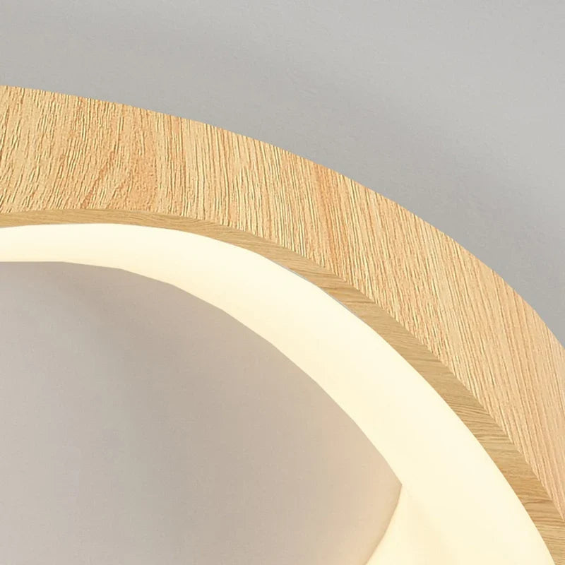 lampe circulaire led moderne grain de bois éclairage intérieur