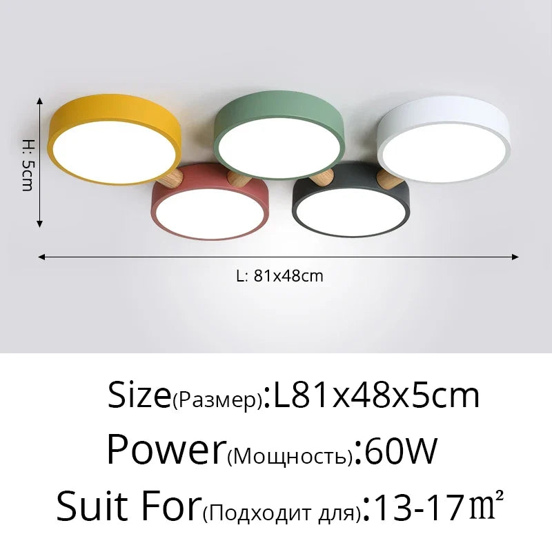 plafonniers créatifs macaron en bois pour indoorlighting led multicolore