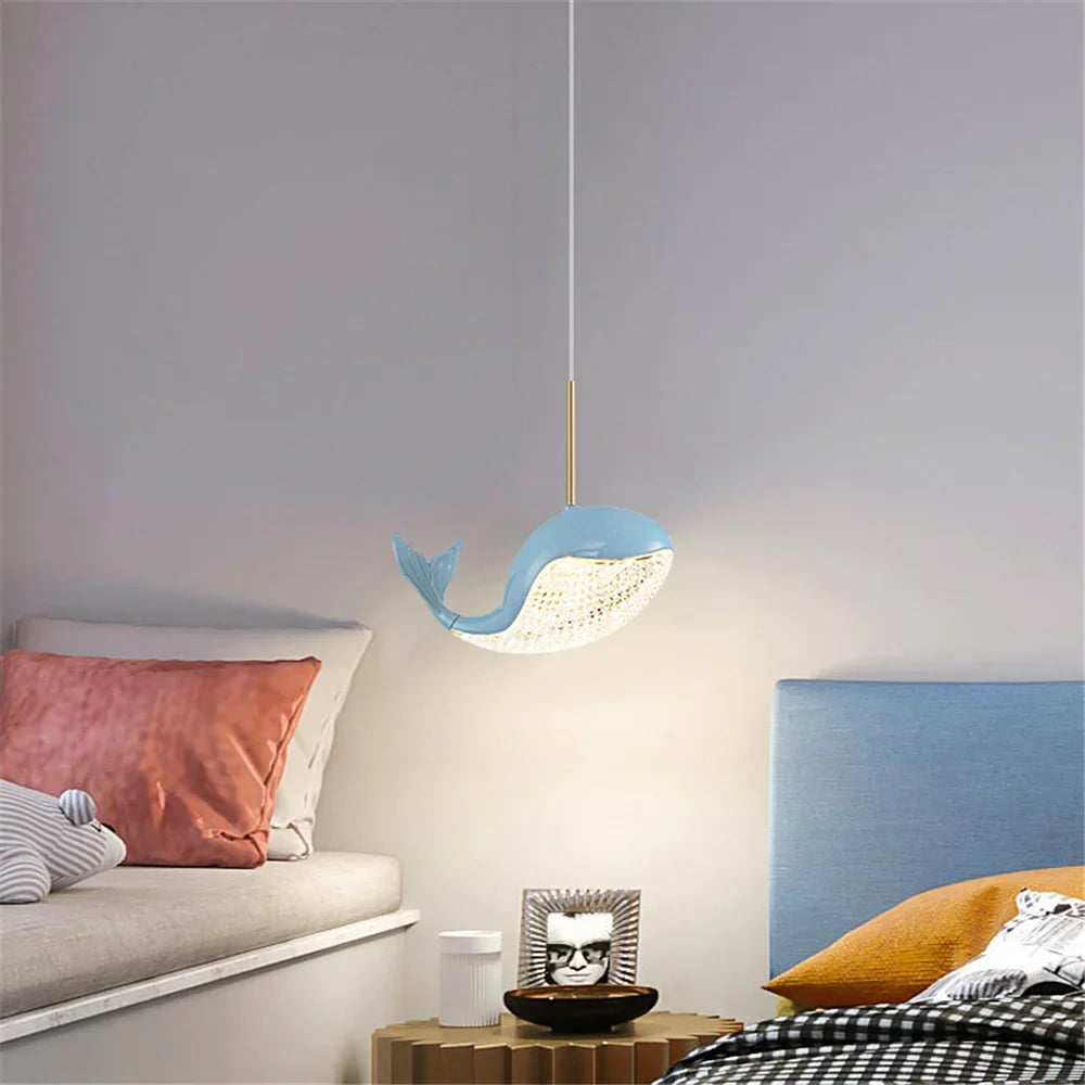 suspension led acrylique dauphin d'or pour enfants
