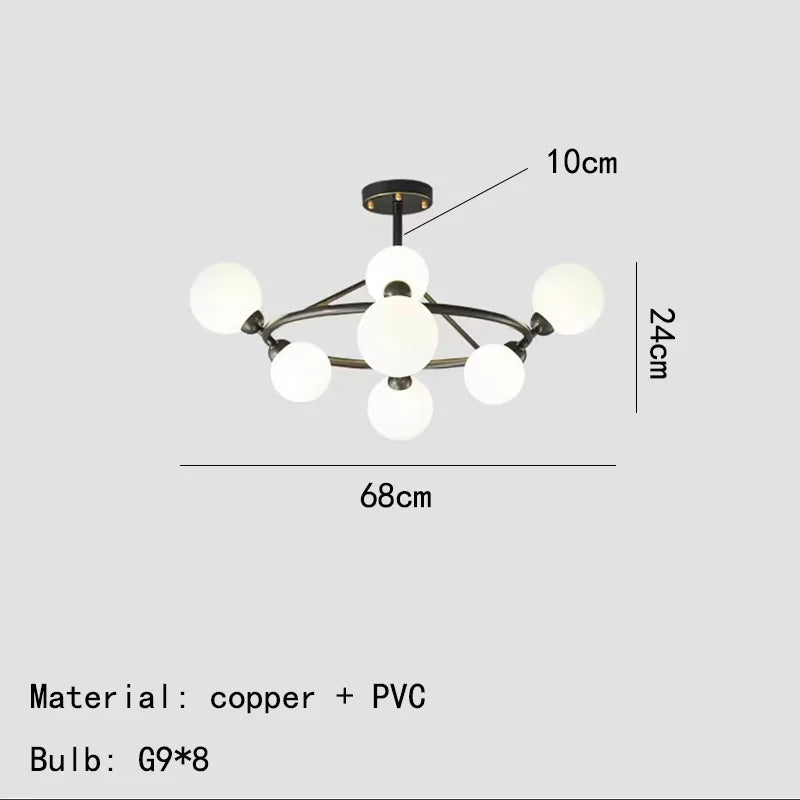 lustre moderne en acrylique et laiton noir doré pour éclairage intérieur