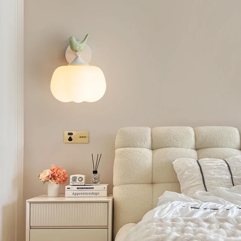 applique murale moderne en pe avec abat-jour d'oiseau led