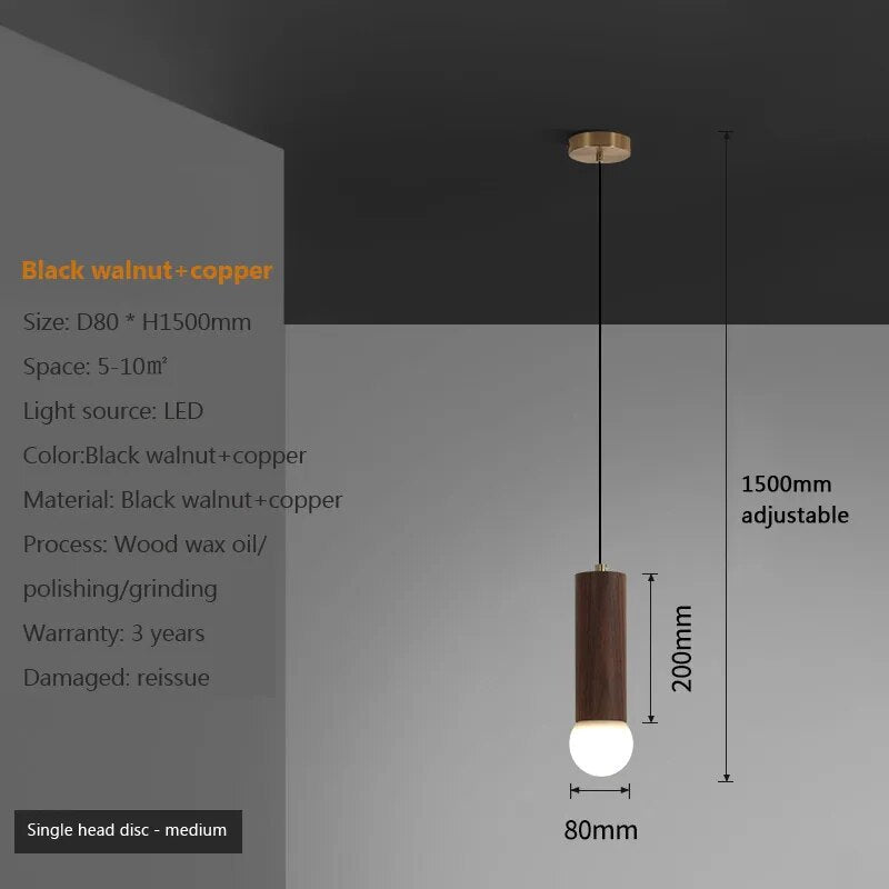 suspension noyer lustre chinois barre tête lampes