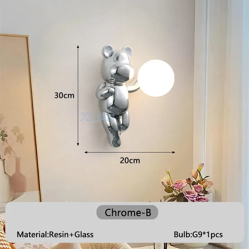 applique murale ours en résine et verre pour enfant