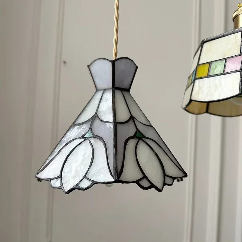 lustre en verre fait main style tiffany pour décoration intérieure