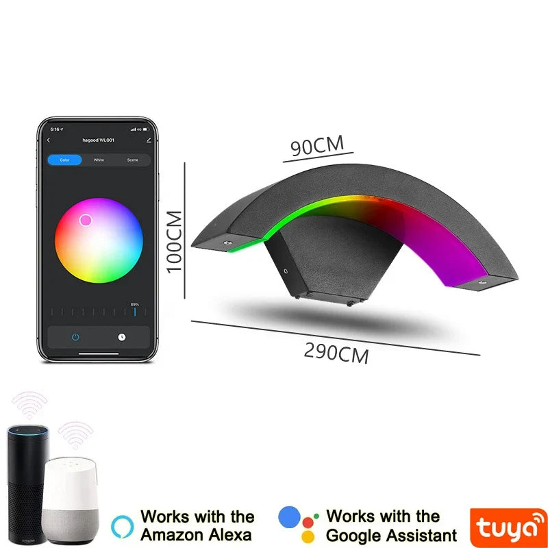applique murale led extérieure wi-fi étanche double abat-jour aluminium acrylique