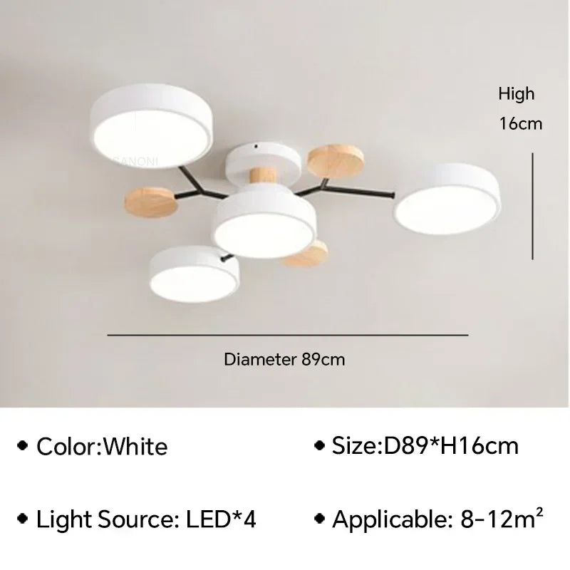 plafonnier LED en bois design nordique pour intérieur élégant