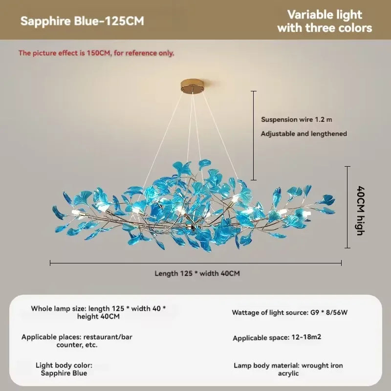 lustre romantique nordique artpad avec feuilles en acrylique pour la maison