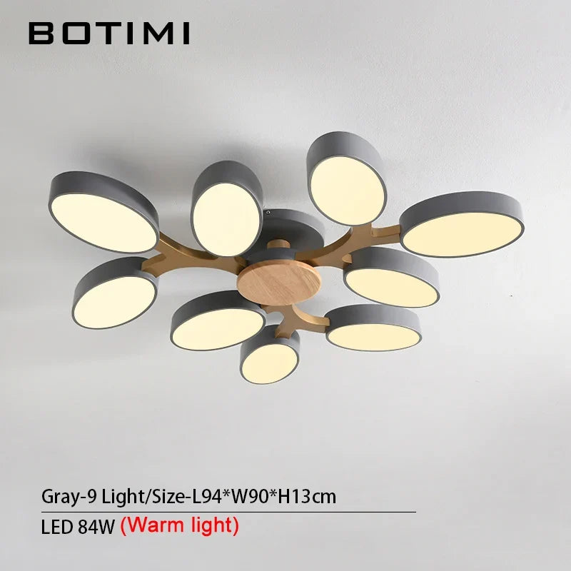 plafonnier LED gris en forme d'arbre