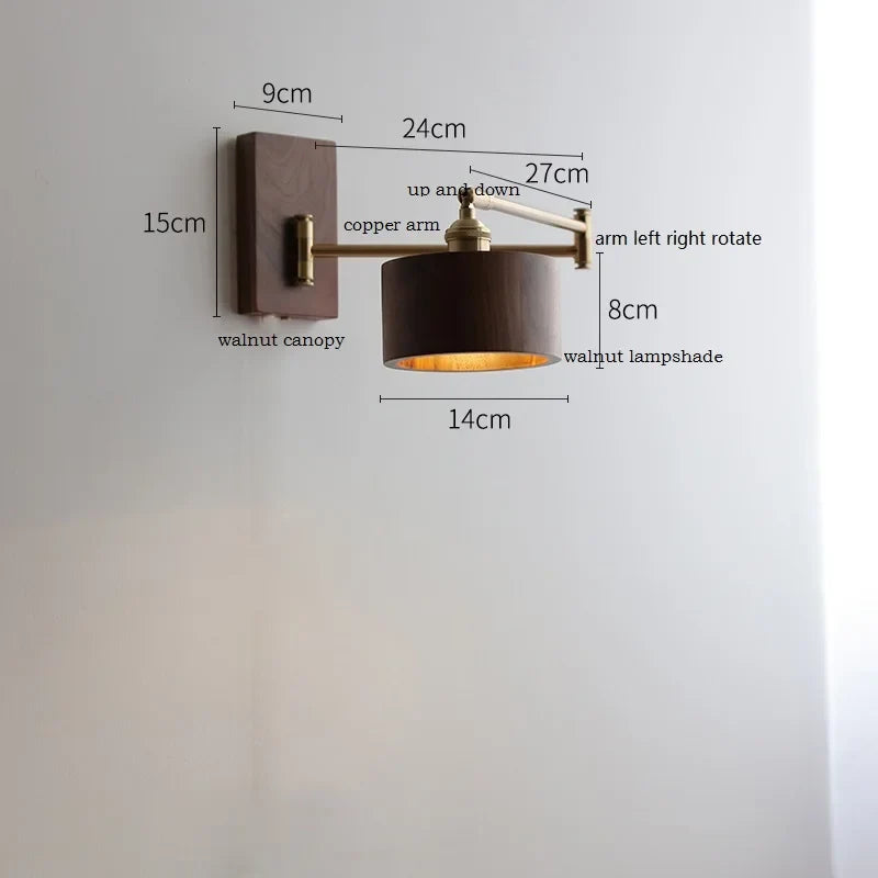 Applique murale LED en bois de frêne et de noyer