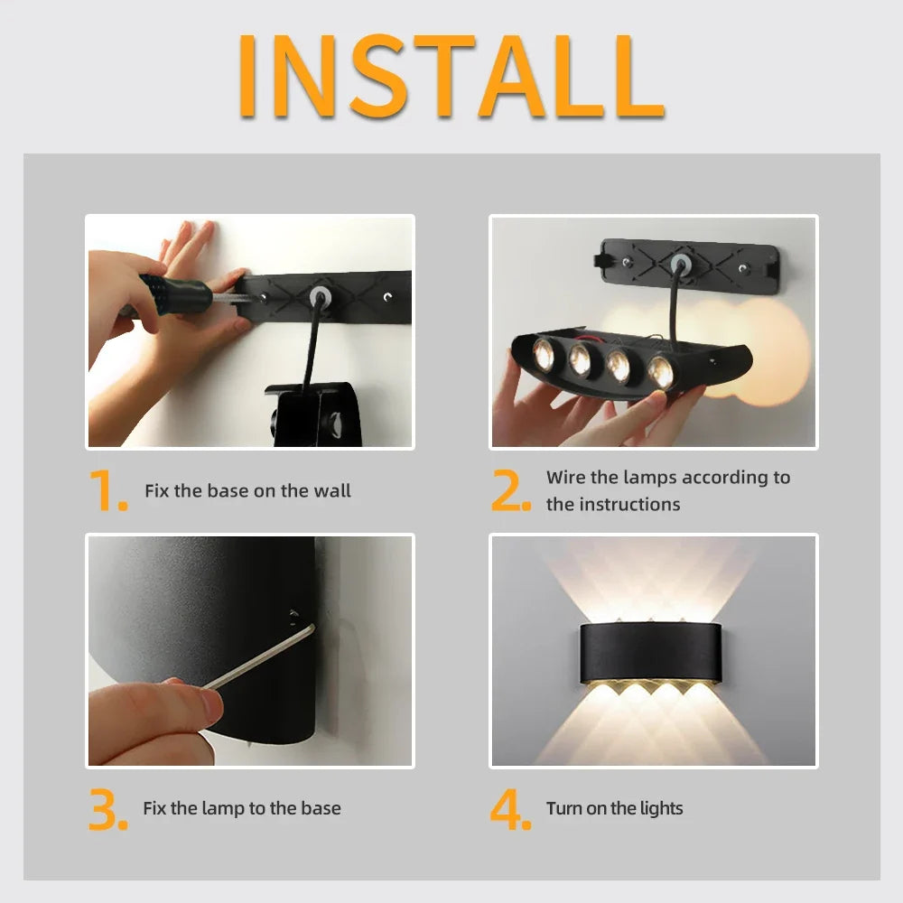 applique murale extérieure led luminaire étanche pour jardin décoratif