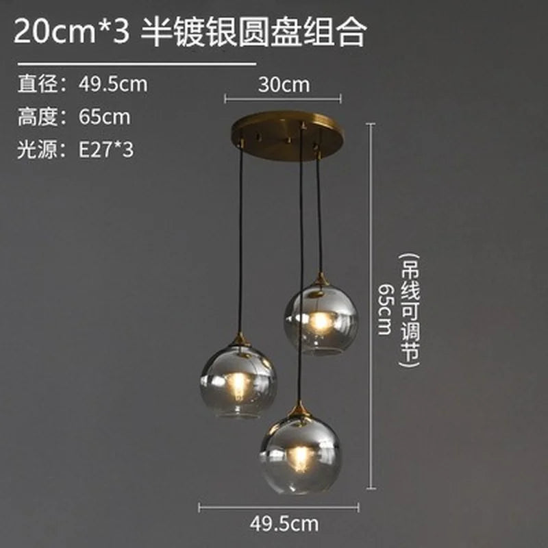 lustre nordique en verre fumé suspension simple luxe
