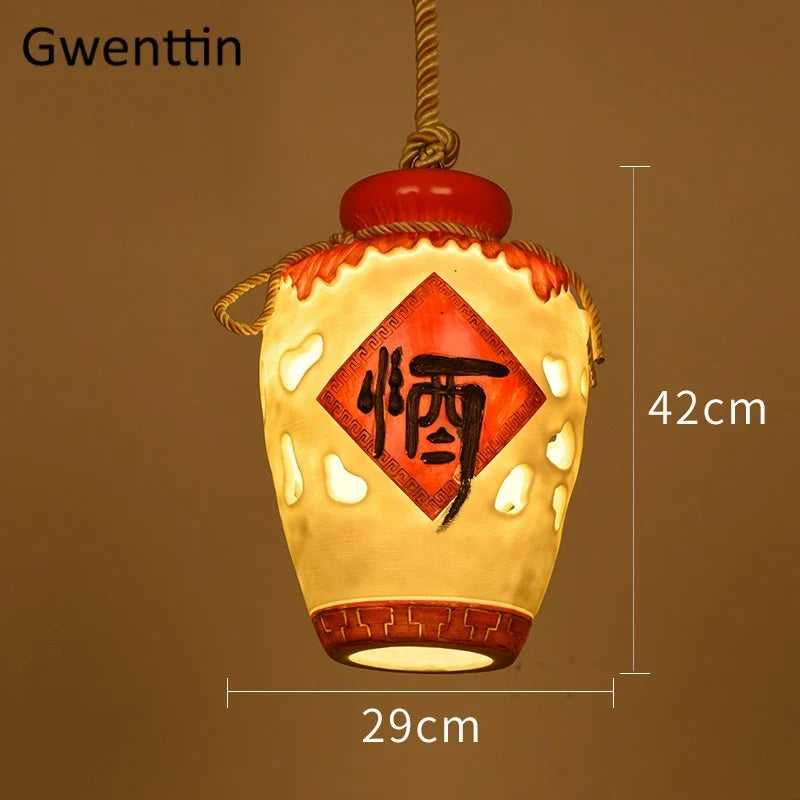 suspension pot à vin style chinois pour décoration intérieure
