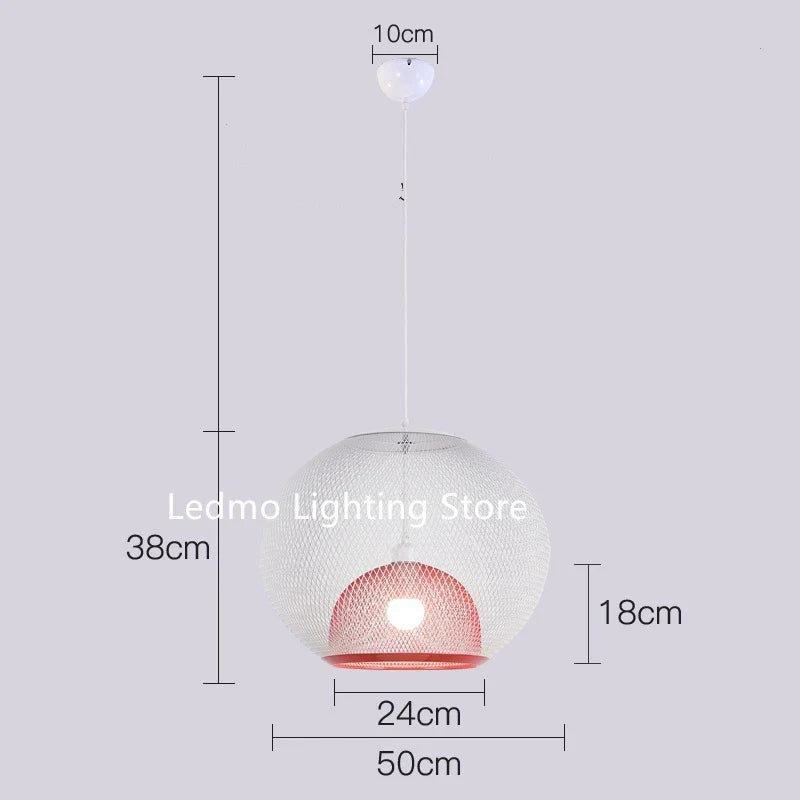 Metal Grid Pendant Lamp Nordic Designer Ceiling Chandelier Suspension Hanging Light Fixture with E27 Changeable Bulb