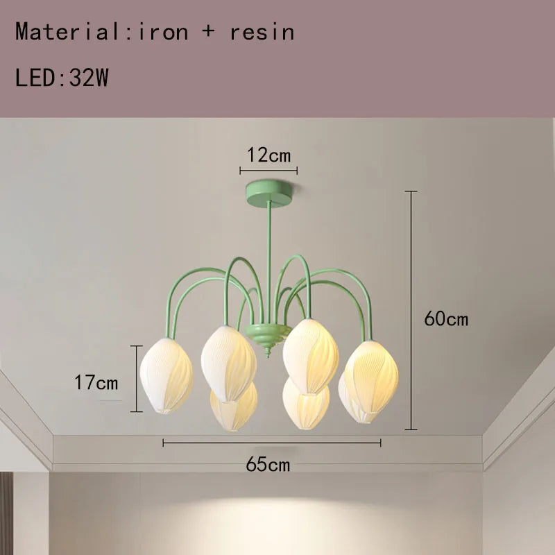 lustre en résine avec abat-jour romantique en métal