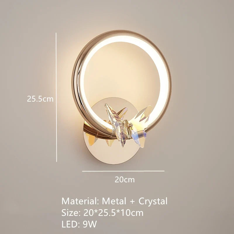 lustre led papillon anneau doré avec cordon réglable emballage soigné