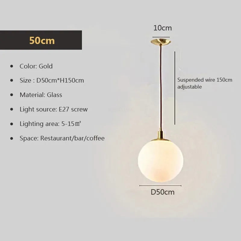 Suspension en verre nordique 8-50 cm boule ronde lampes suspendues pour la maison pour Bar chambre salon café décoration Luminaires Lustre