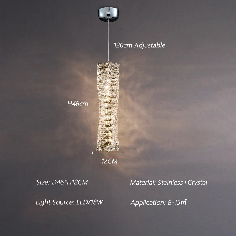 suspension nordique moderne en acier inoxydable et cristal décoratif