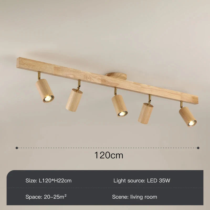 Grain de bois Led lustres avec projecteur pour salon chambre plafonniers éclairage décor noir Lustre cuisine luminaire