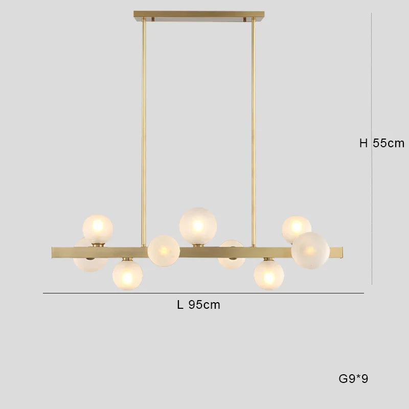 lustre italien moderne led minimaliste en cuivre pour bar café