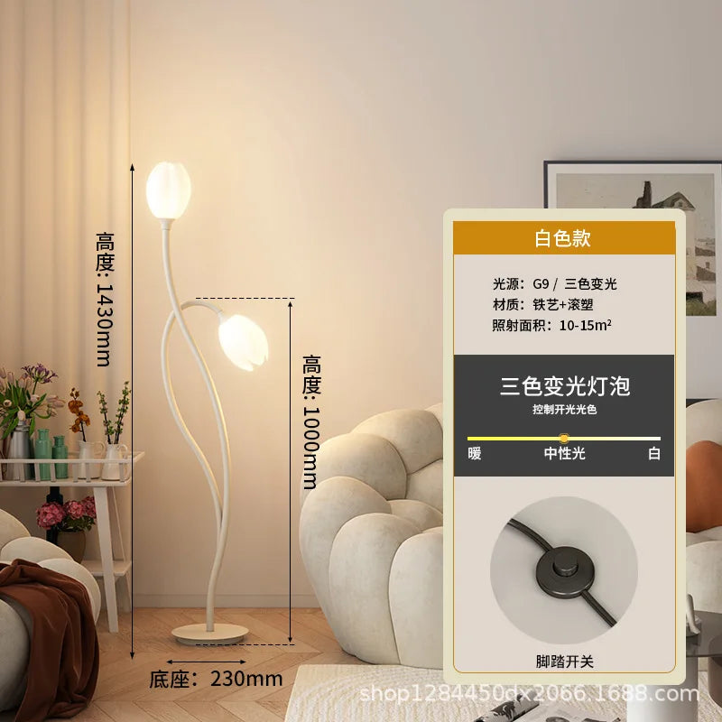 lampe de sol à led double tête en forme de fleur