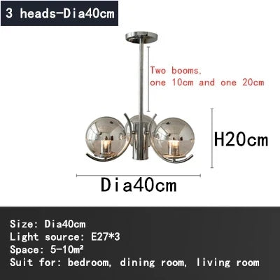 lustre design en verre chrome led pour décoration maison