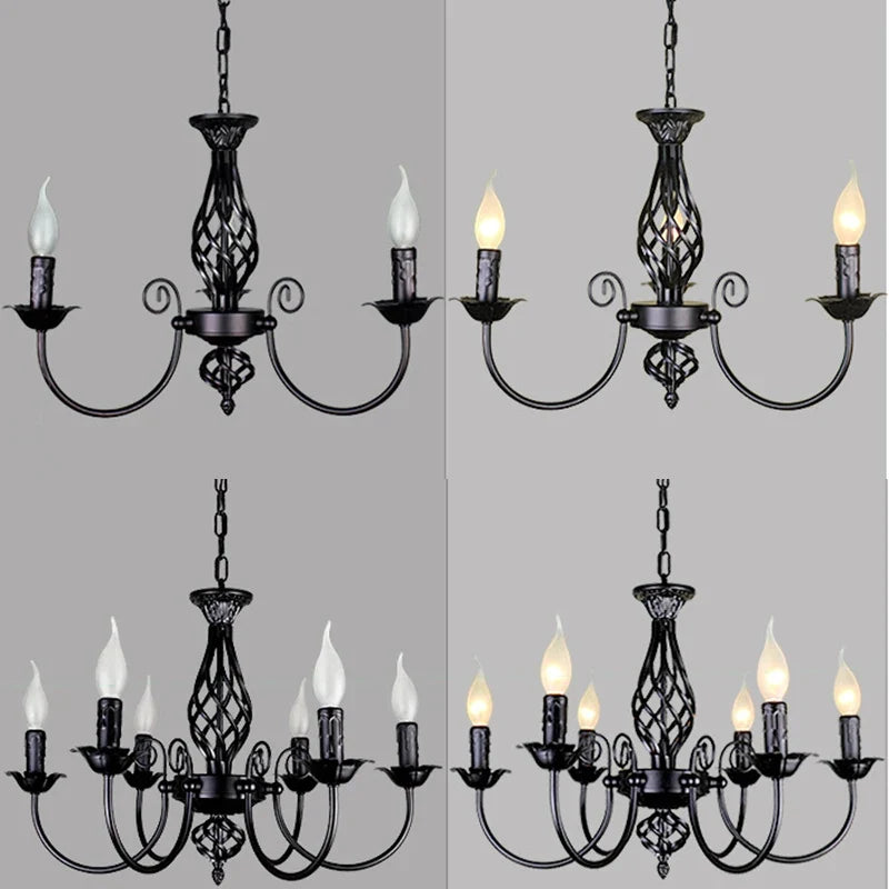 6-Light Farmhouse Candle Chandelier for Living Room, Rustic Industrial Pendant Ceiling Light fixture, Vintage Hanging Lamp for B
