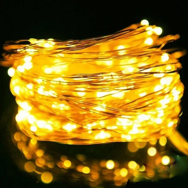 guirlande lumineuse led en fil de cuivre pour décoration festive