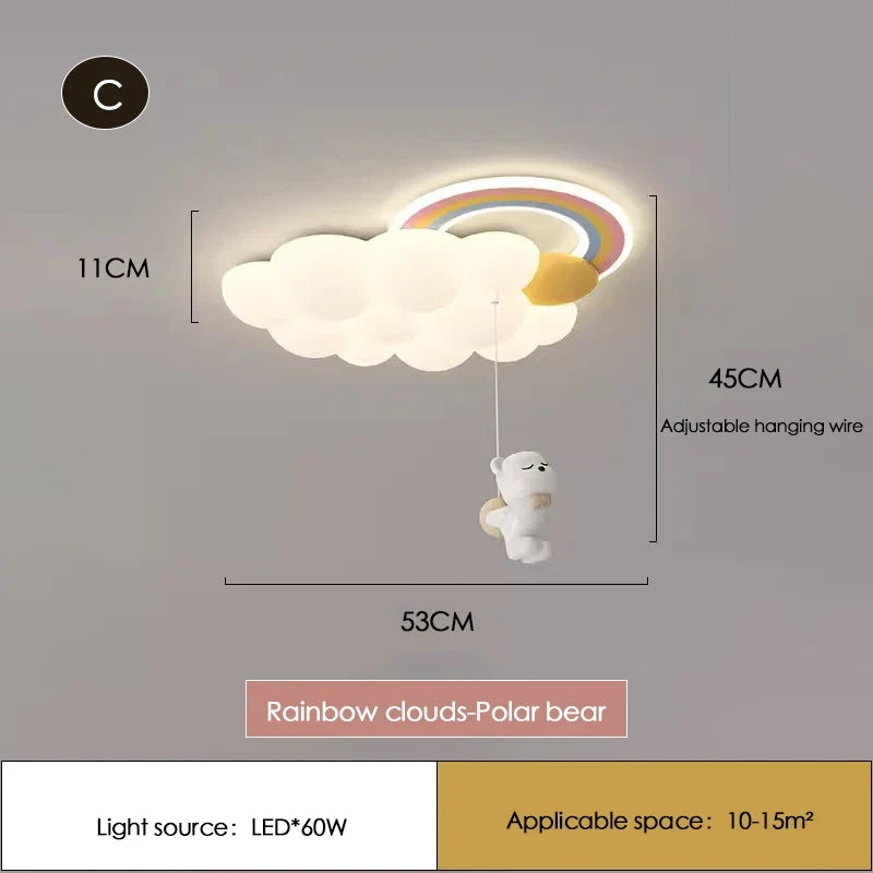 plafonnier led nuage arc-en-ciel pour chambre enfant