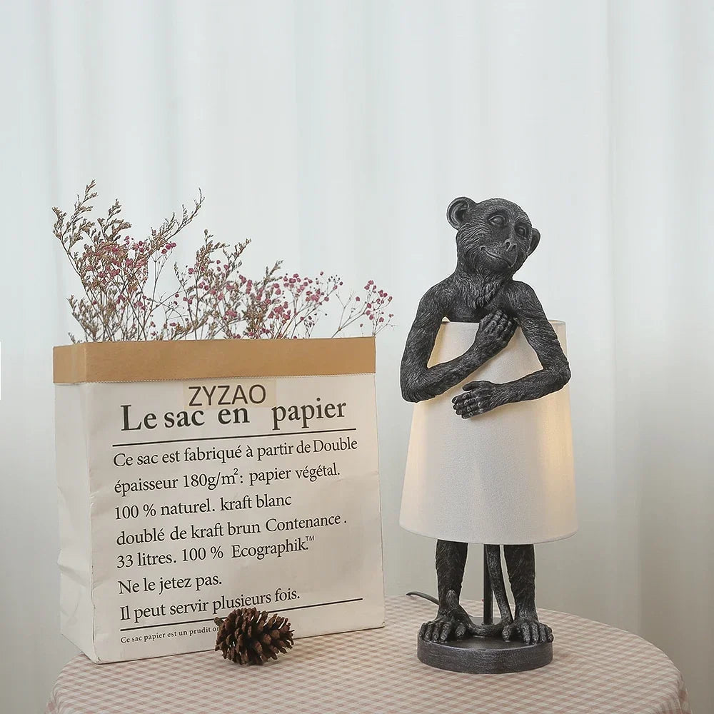 lampe à poser en résine design singe rétro pour éclairage décoratif