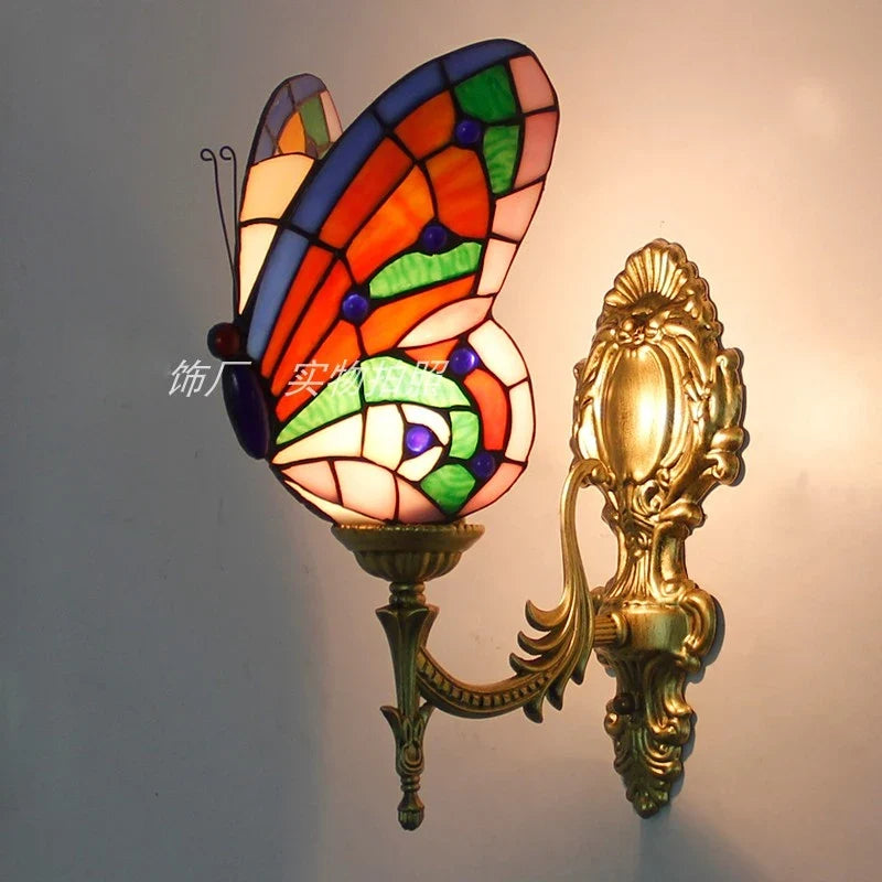 applique murale tiffany papillon décor méditerranéen vitrail miroir