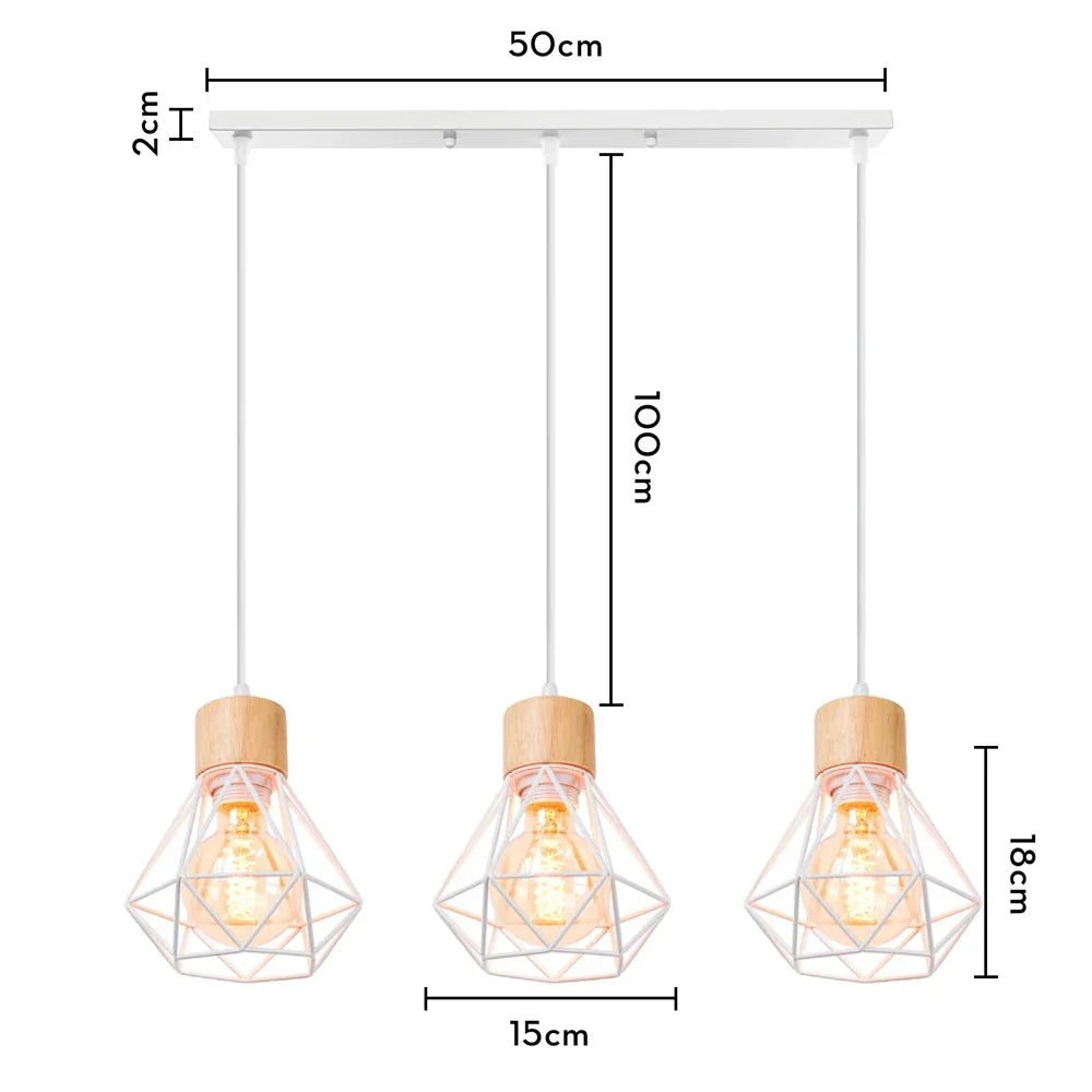 suspension vintage en bois luminaire led suspendu