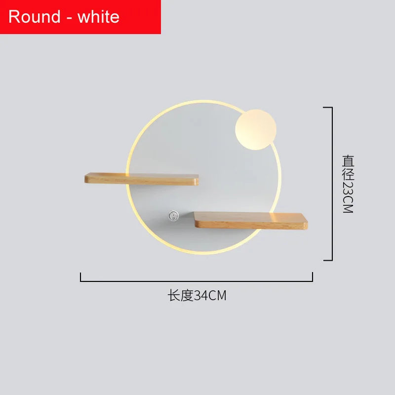 Applique murale led nordique avec étagère et chargeur usb