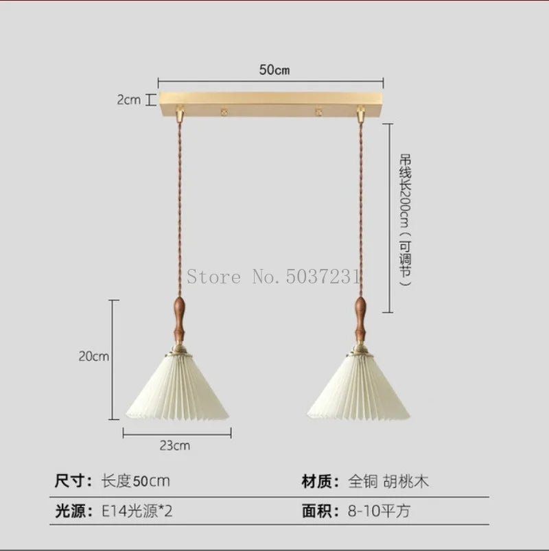 lustre plissé rétro japonais en noyer nordique pour intérieur