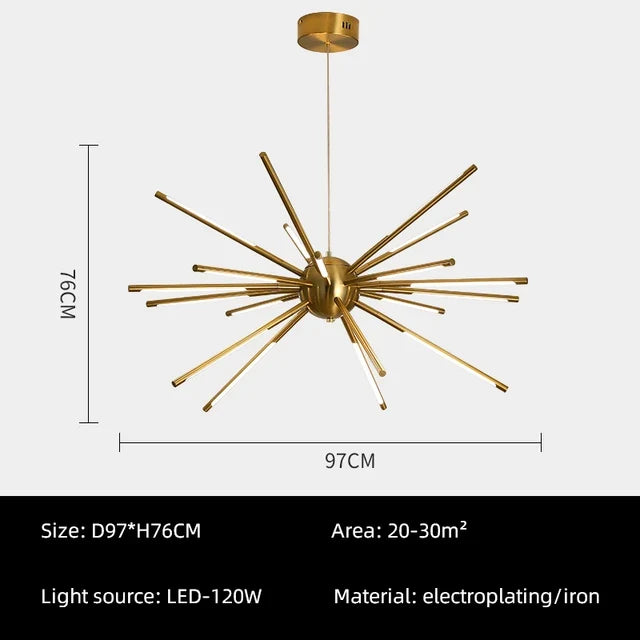lustre vintage design spoutnik à branches en fer