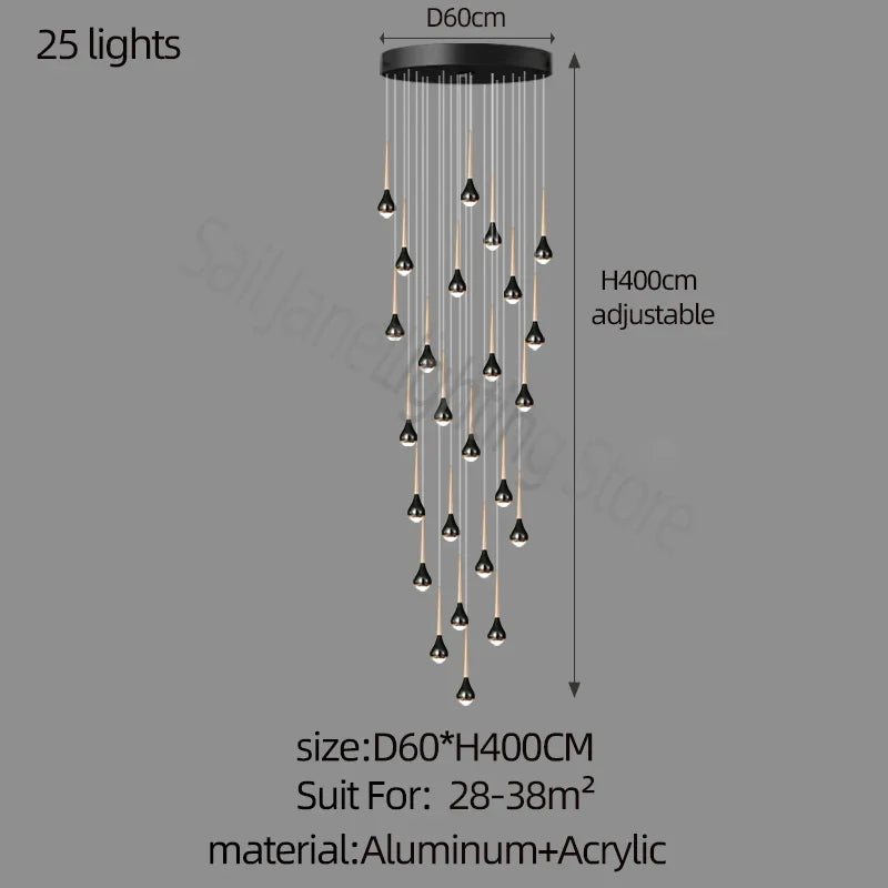 lustre long nordique moderne creux idéal pour loft hôtel appartement
