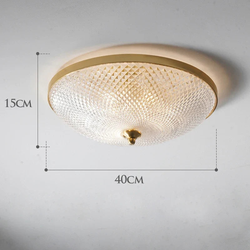 plafonnier en cuivre et verre pour décoration loft moderne