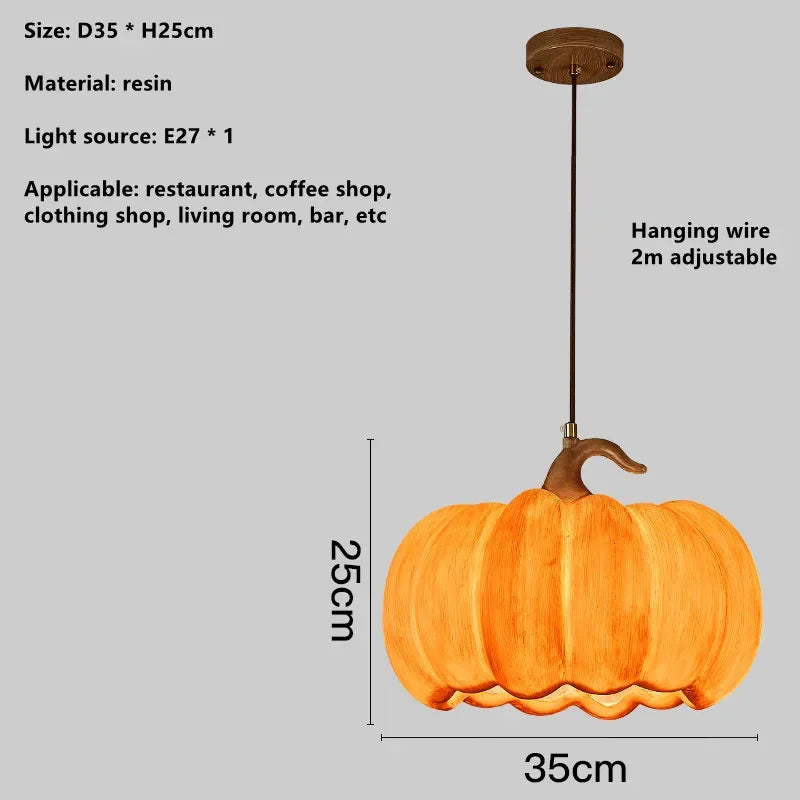 Designer Restaurant Island LED Chandelier Retro Resin Pumpkin Lamp Bedroom Wabi Sabi Pendant Lamps Home Decoration Light Fixture