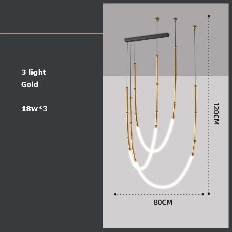 lustre linéaire à led design en acier inoxydable minimaliste