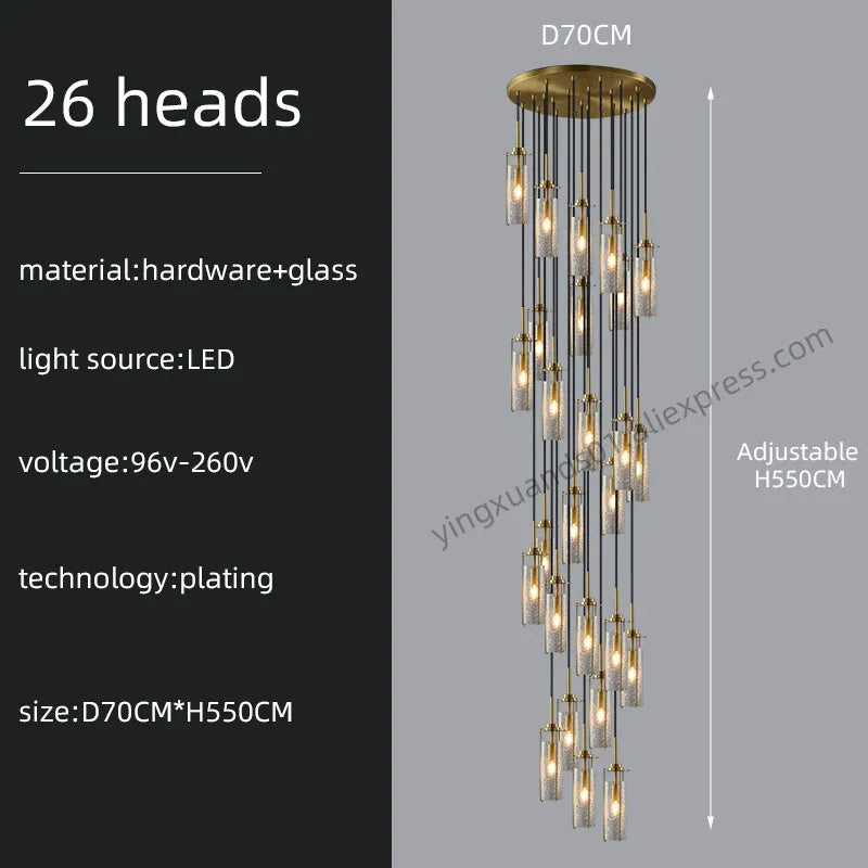 lustre en verre pour éclairage décoratif intérieur suspendu