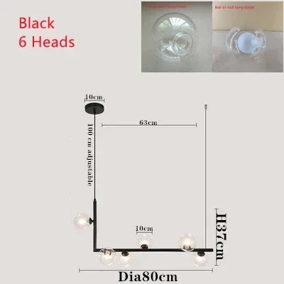 Kitchen Island Ceiling Chandelier Dining Table Glass Pendant Lamp Led Suspension Luminaire Hanging Light